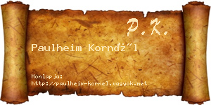 Paulheim Kornél névjegykártya